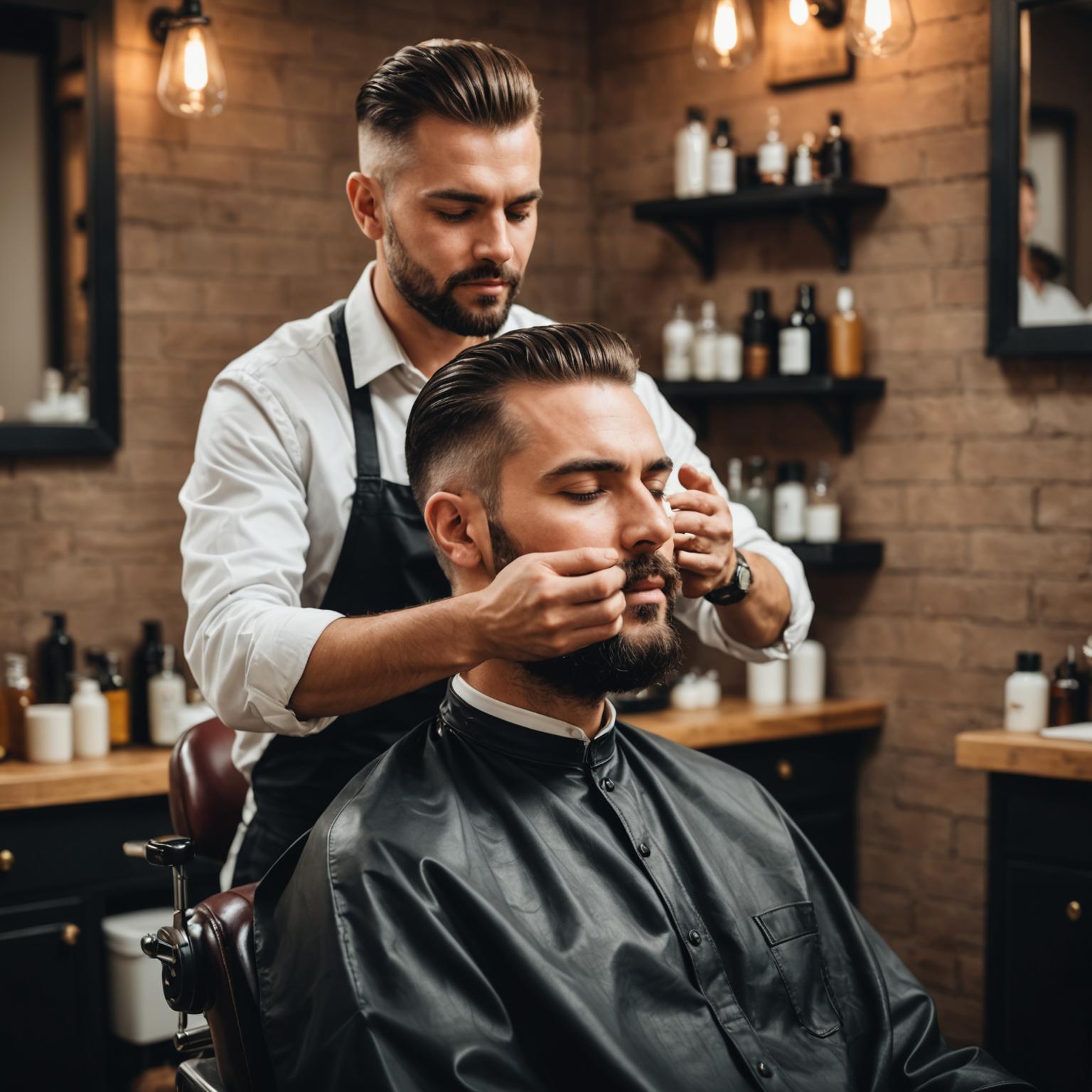 Barber performing a relaxing scalp massage and treatment at HMB Barbers